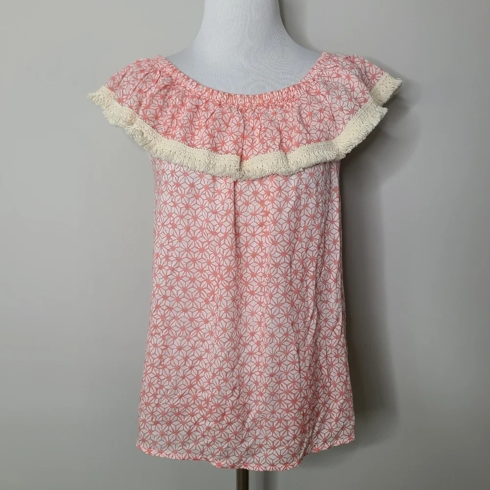 Roberta Roller Rabbit Fringe Off Shoulder Top XS - image 1